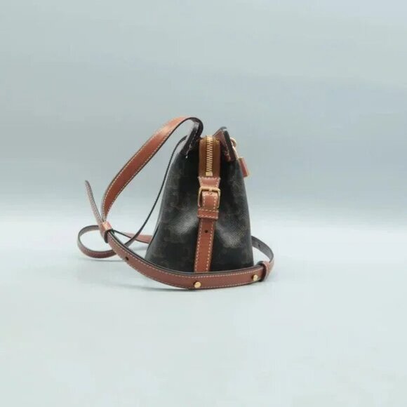 100% Authentic CELINE Cabas Brown Canvas Shoulder Bag 1440-081324 - Picture 4 of 12